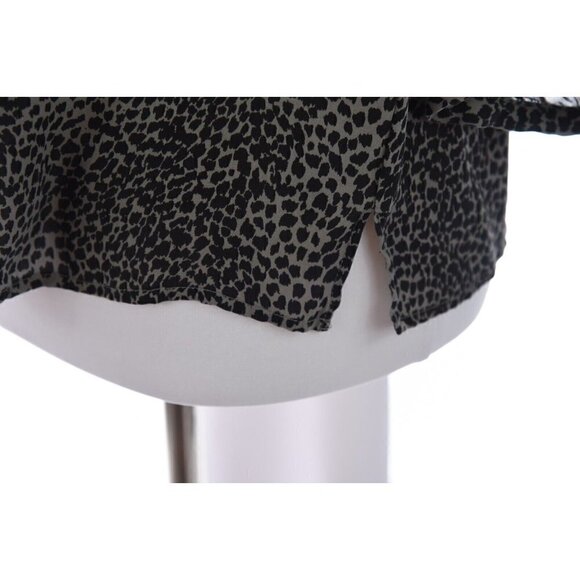 Joie Womens 100% Silk Chiffon Popover Blouse Top Leopard Print Gray Sz XS - Picture 6 of 10